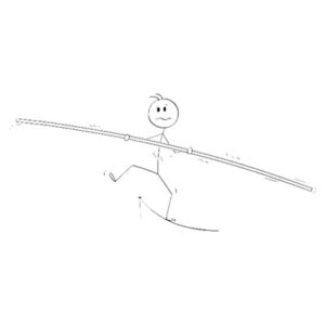 Line drawing of tight rope walker